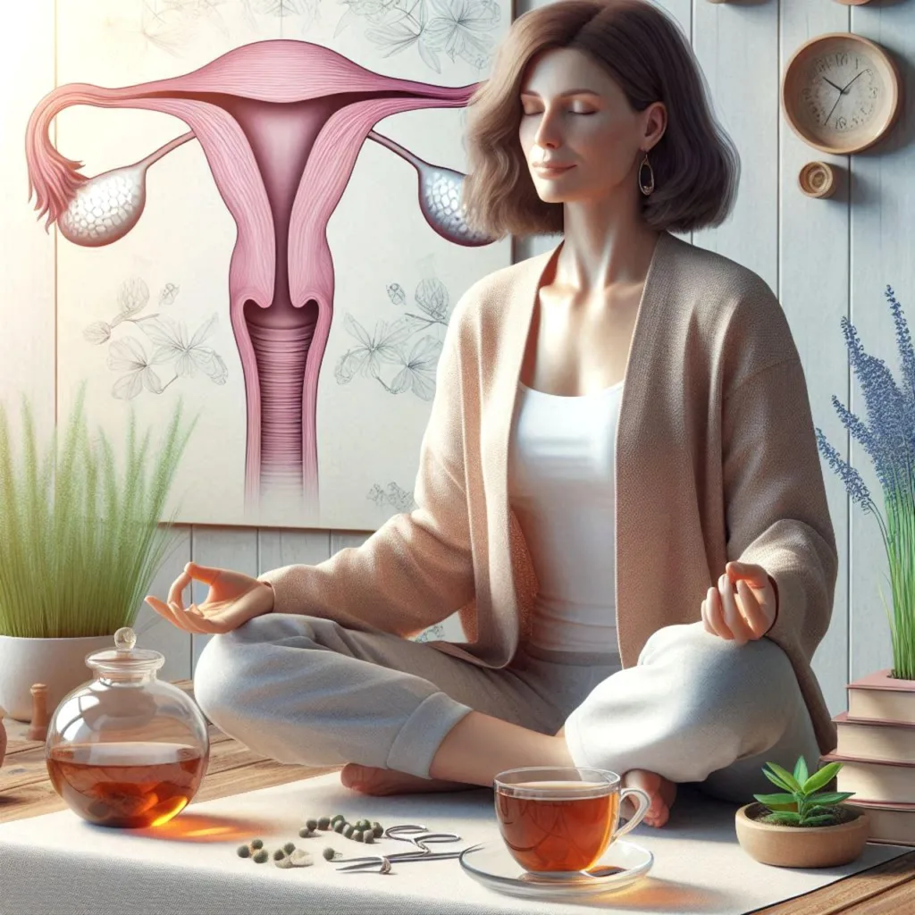 imagem gerada por AI de uma mulher com ilustraçoes do endometrio