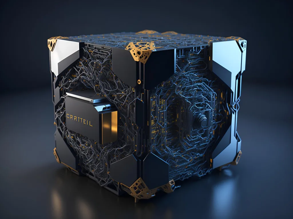 imagem de um cubo simbolizando um aparato de geração do qubits.