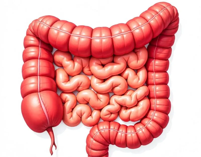 ilustração detalhada do intestino.