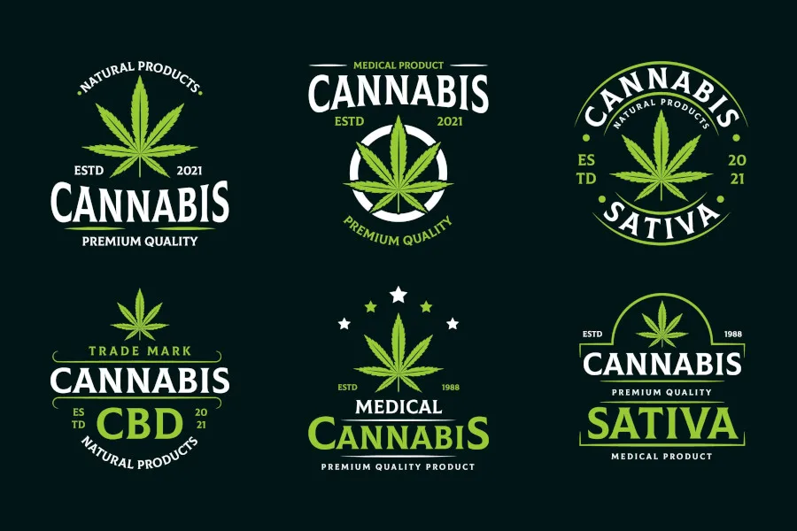 DIVERSOS ROTULOS DE PRODUTOS MEDICIONAIS BASEADOS NA CANNABIS.