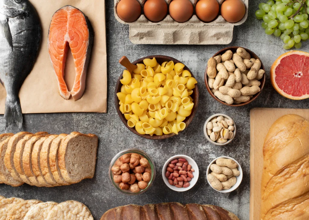 vários alimentos ricos em omega-3
