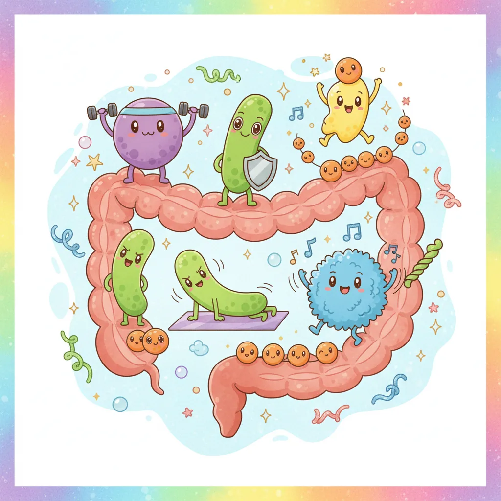 figuras divertidas de bactérias fazendo exercícios físicos.