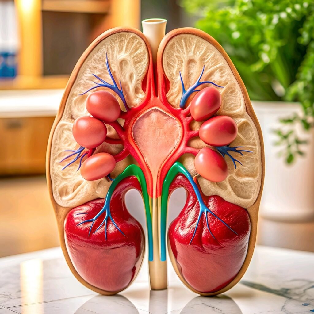 modelo anatômico de um sistema renal.