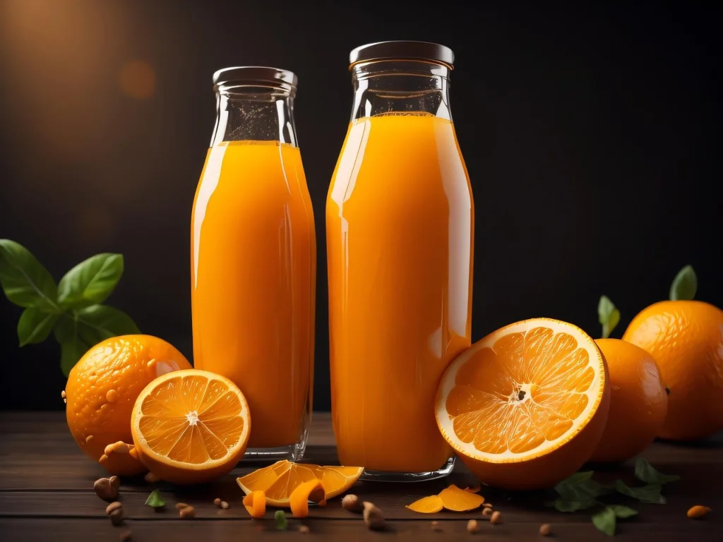 duas jarras de suco de laranja.