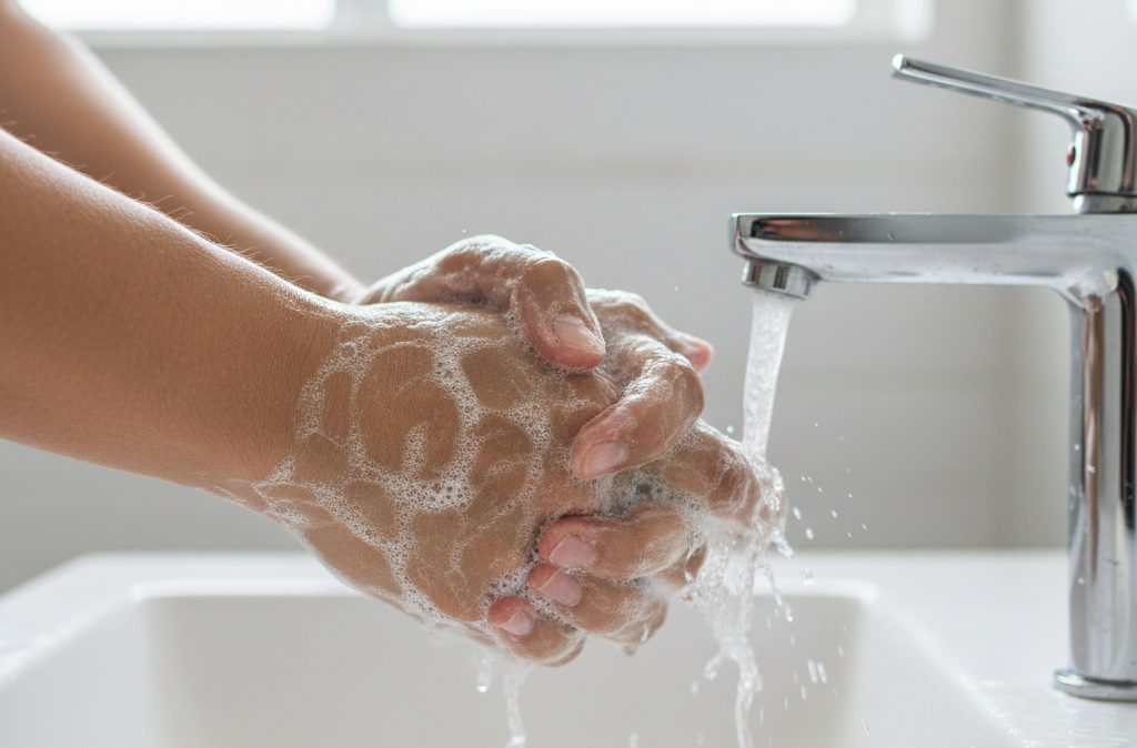 foto de uma higienização das mãos.