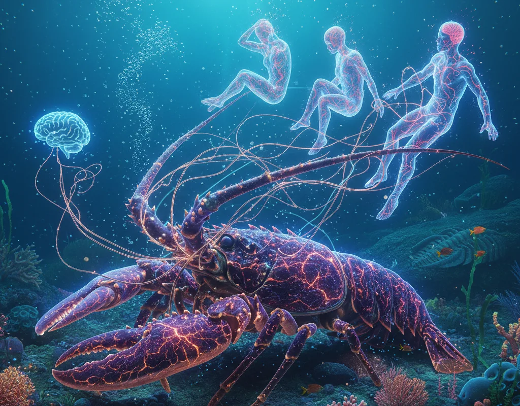 figura de uma lagosta e suas conexões com seres humanos.