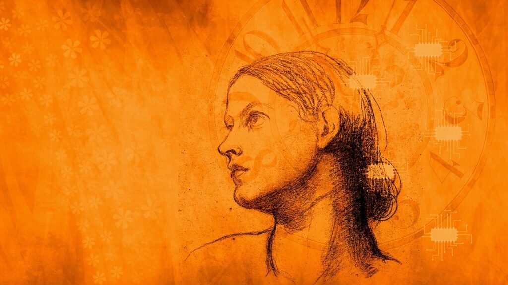 figura de uma mulher com olhar confuso.